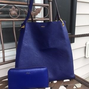 Ralph Lauren Leather Tote w/ Matching Wallet